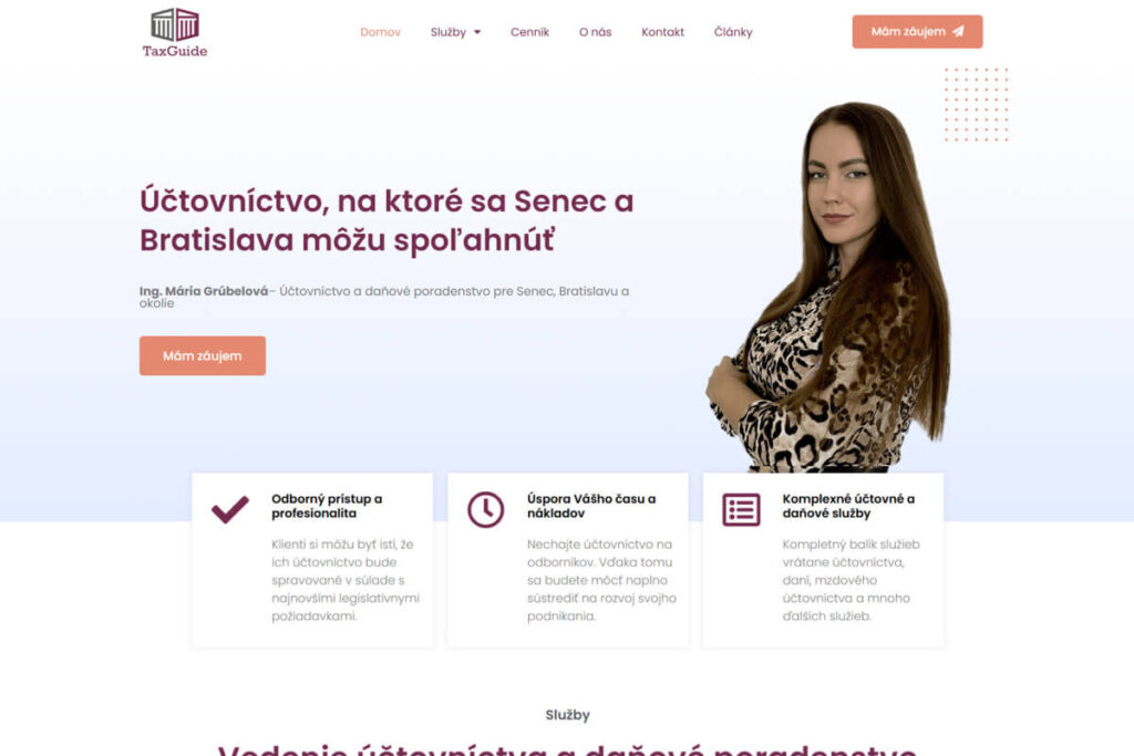 Vytvorenie web stránky pre účtovnú firmu