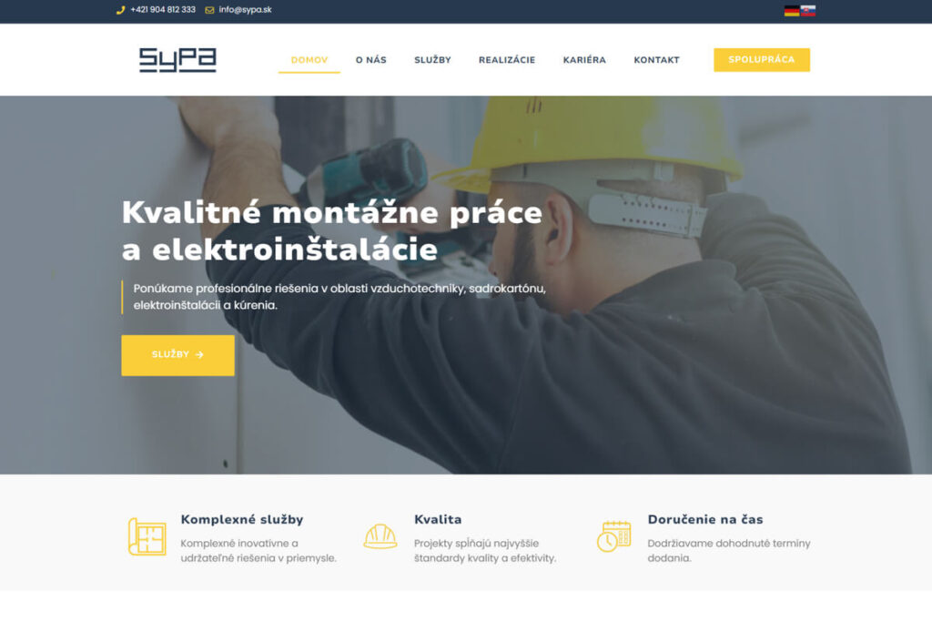 Vytvorená webstránka pre montážnu firmu