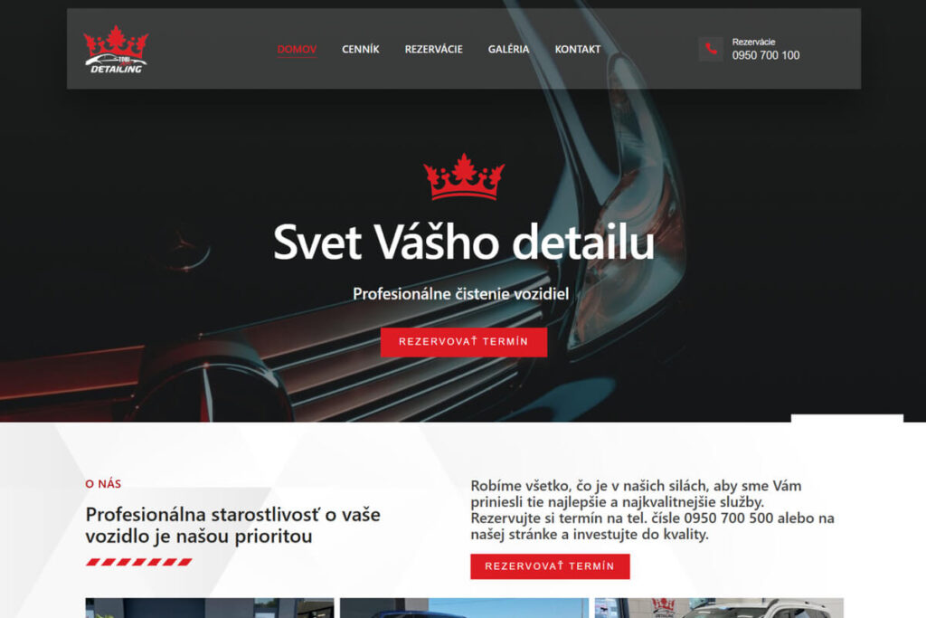 Vytvorená webstránka pre detailing automobilov